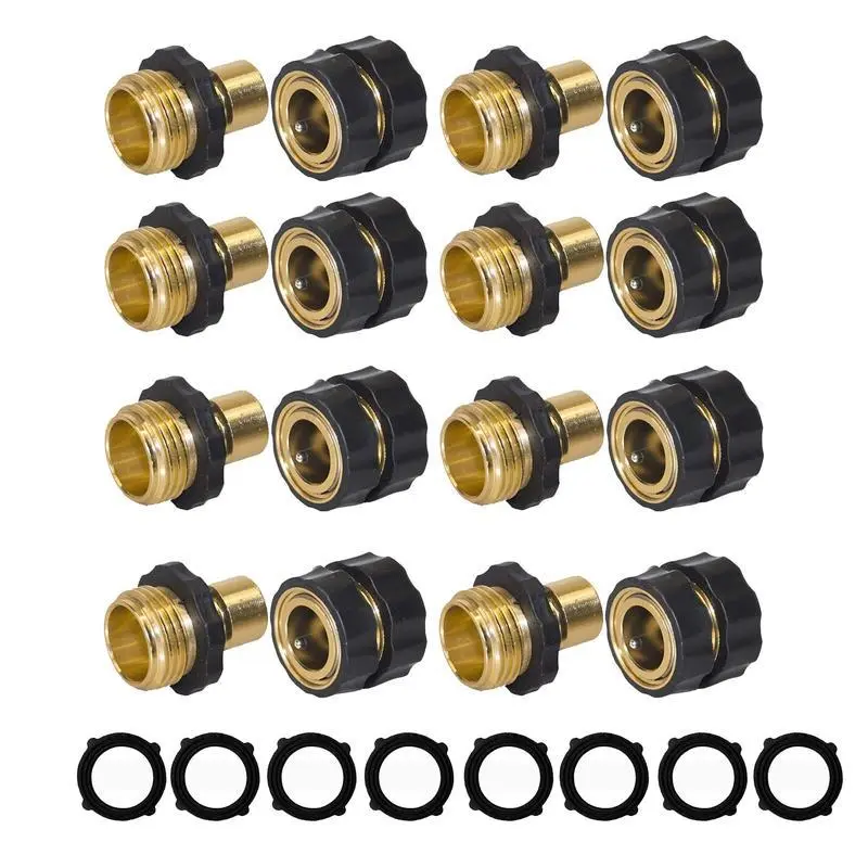 Garden Hose Quick Connector 3/4" Male and Female Quick Release Garden Hose Connect Fittings With 2 Rubber Washers