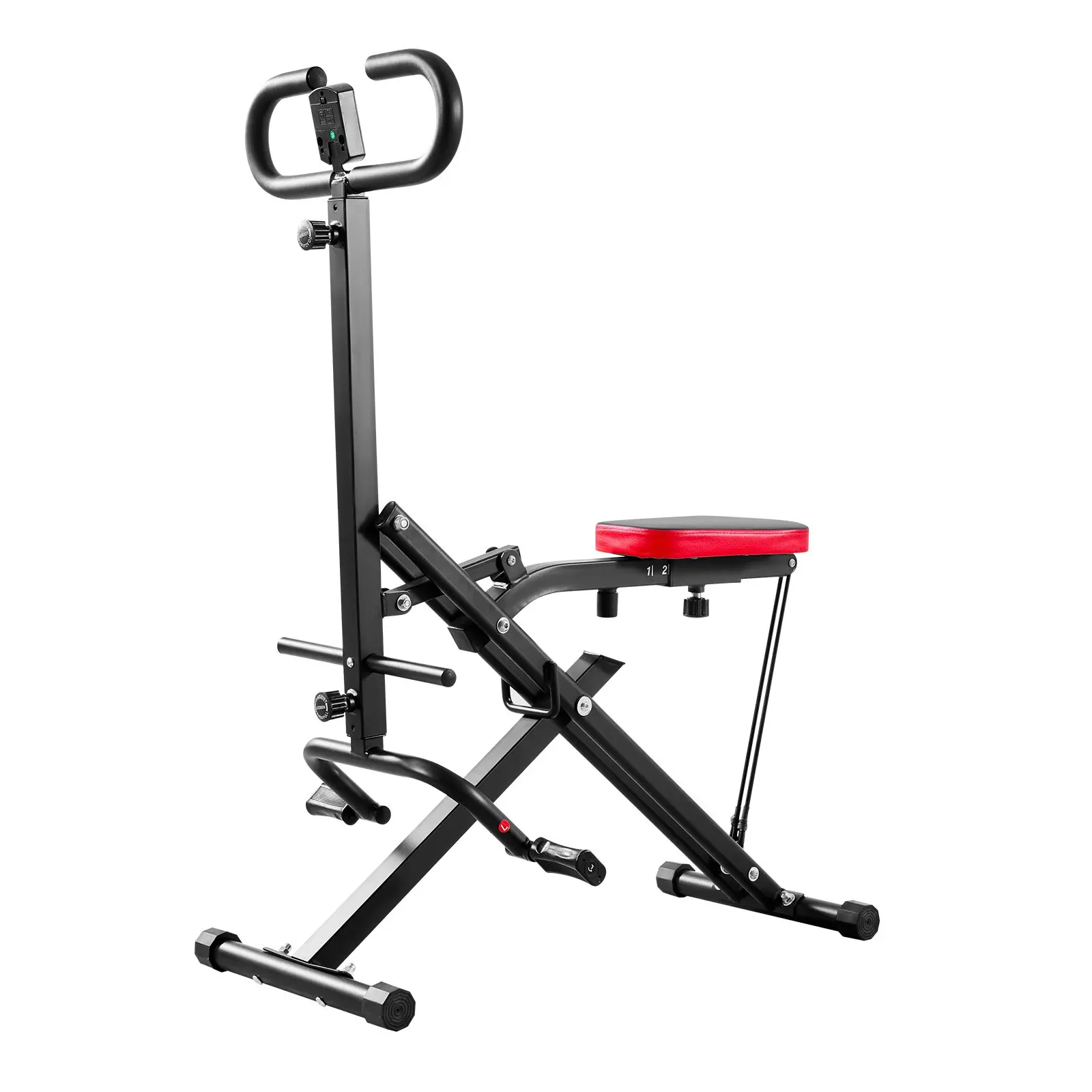 Foldable Deep Squat Assist Machine, Heavy-Duty Steel Frame with 300 lb Capacity, 5-Level Height-Adjustable Seat and Resistance Bands for Lower Body and Glute Focus Workout, Resistance Band Workout, Lcd Display, Height Adjust, Multi-Level