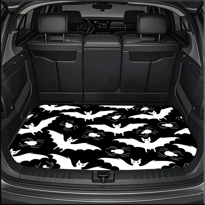 [Halloween Bat Car Mat] 1pc Halloween Bat Pattern Car Trunk Mat - Gothic Halloween Decor with Spooky Bat Design, Non-Slip Cargo Liner Protector - Fit for All Vehicles, Eerie Car Decor