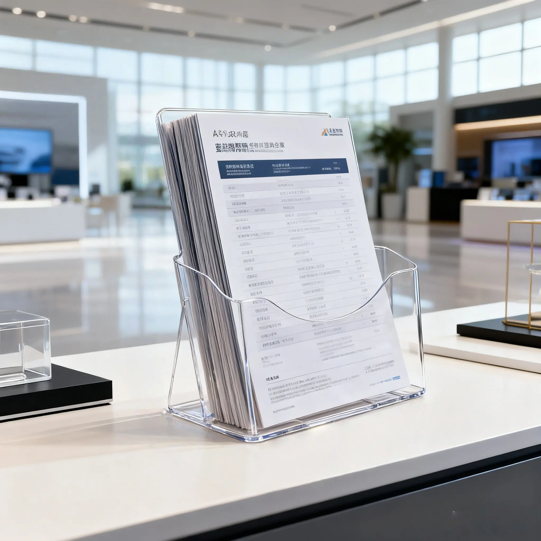 2-Pack Transparent Plastic Office Ad Display Stand, Brochure Holder for Business Promotions, Durable Material for Professional Use