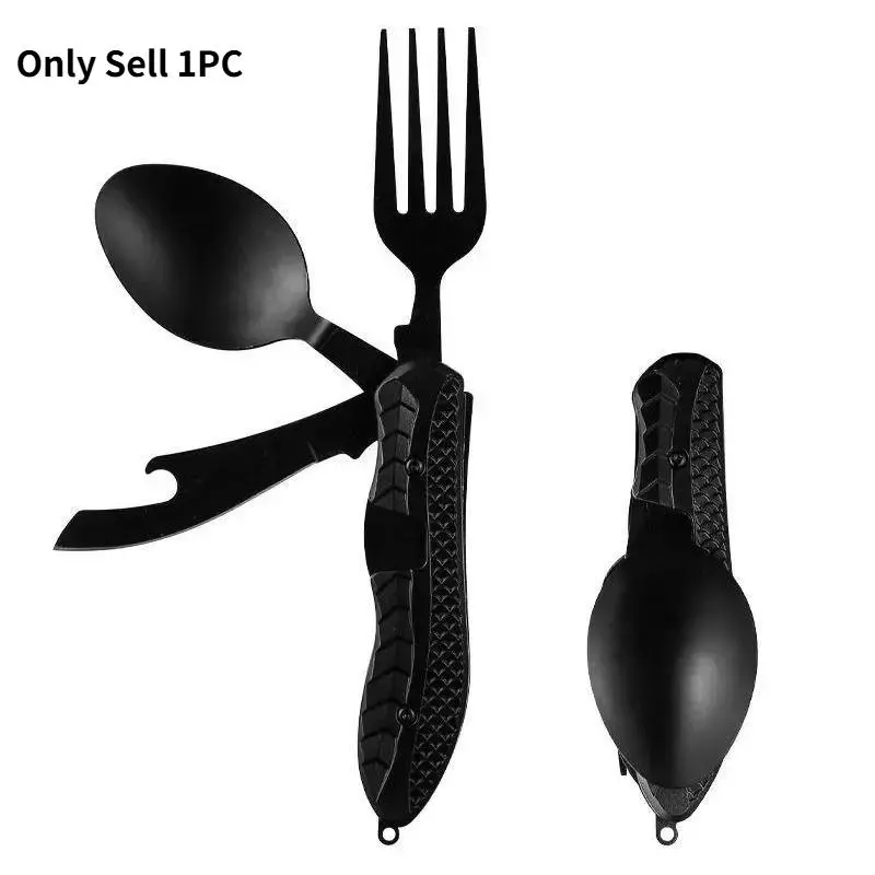 Stainless Steel Camping Utensil Set, Foldable Multitool Cutlery for Outdoor Adventures, Backpack-Ready with Quick-Detach Feature, Travel Accessory, Trail‑Ready Gear