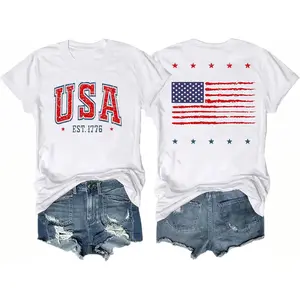 Women's 4th of July Outfits USA Shirt Memorial Day Red White and Blue Patriotic Shirts American Flag Graphic Tops
