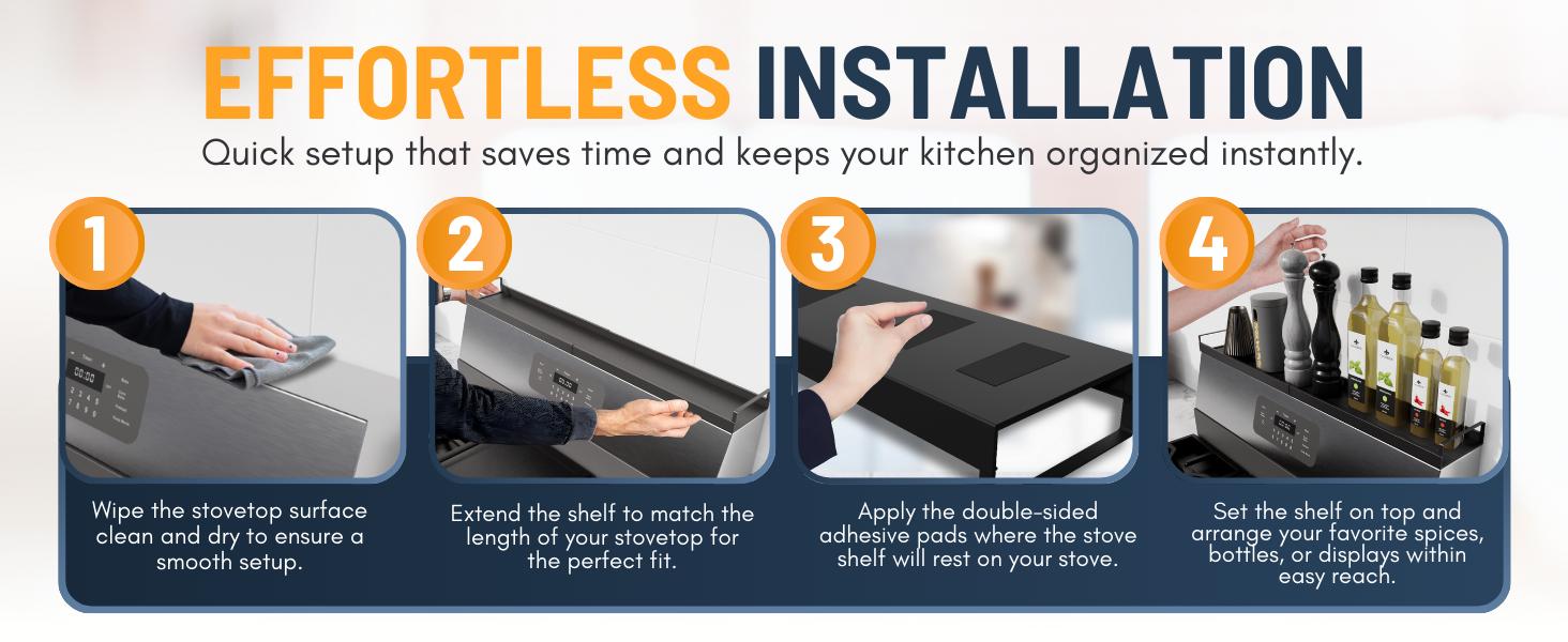 Extendable Steel Over the Stove Shelf for Back of Stove (16 to 30 Inches) Magnetic Stove Top Shelf for Kitchen Stove, Over Stove Shelf for Back of Stove - Over the Stove Spice Rack Shelf: Home & Kitchen