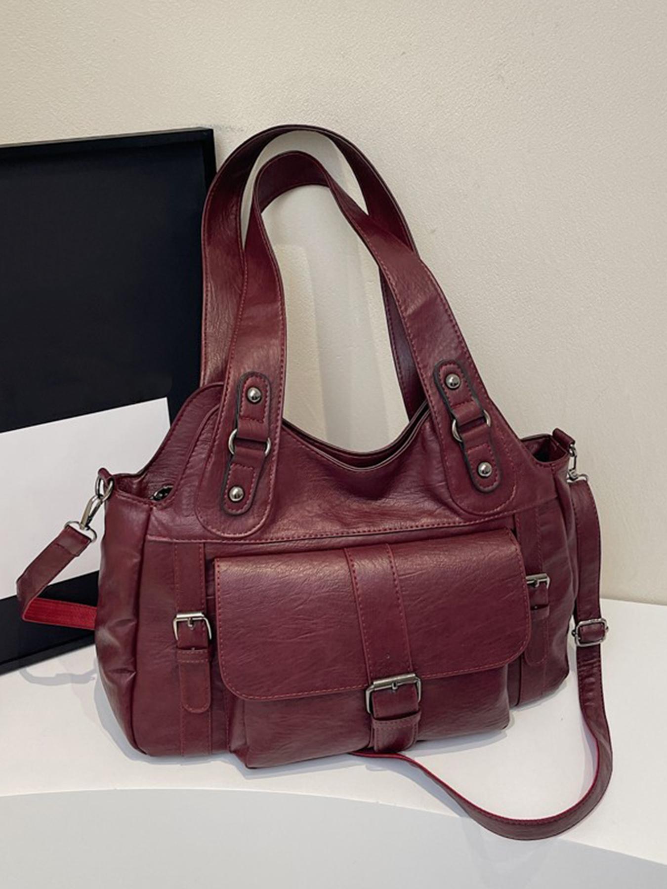 Retro casual shoulder messenger bag, solid color tote bag, casual simple shoulder bag, fashionable and versatile travel bag, elegant commuter bag, suitable for daily commuting, travel, office workers commuting and other scenarios.