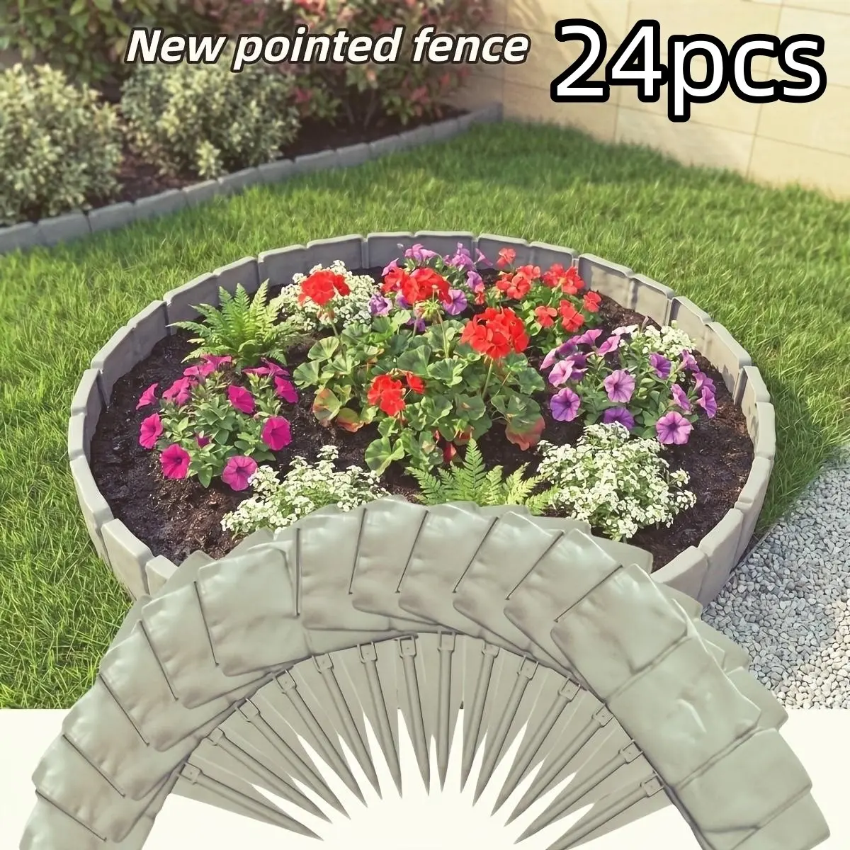 New High-Quality 24-Piece Garden Fence Set, Sharp-Tip Feet, Easy Insertion, Plastic Garden Fence, Year-Round Lawn Decor, Outdoor Vegetable Garden Divider