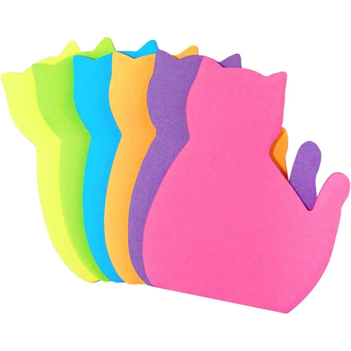 Cute  Sticky Notes, 6Pack 6 Bright Color Kawaii Sticky Notes for Cats Lover (6 Colors Shape 1)