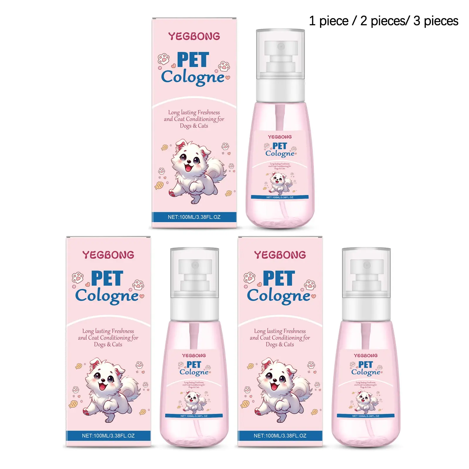 Pet Odor Eliminator Spray (100ML/100ML*2/100ML*3), Gentle Cleaning, Removes Pet Waste Smell, Freshens Carpets Floors Furniture, Daily Clean
