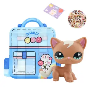 Lps Shorthair Cat Collectible Doll, Different Eyes, Mini Pet Shop Rare Figure with Accessories, Birthday Christmas Halloween Gift