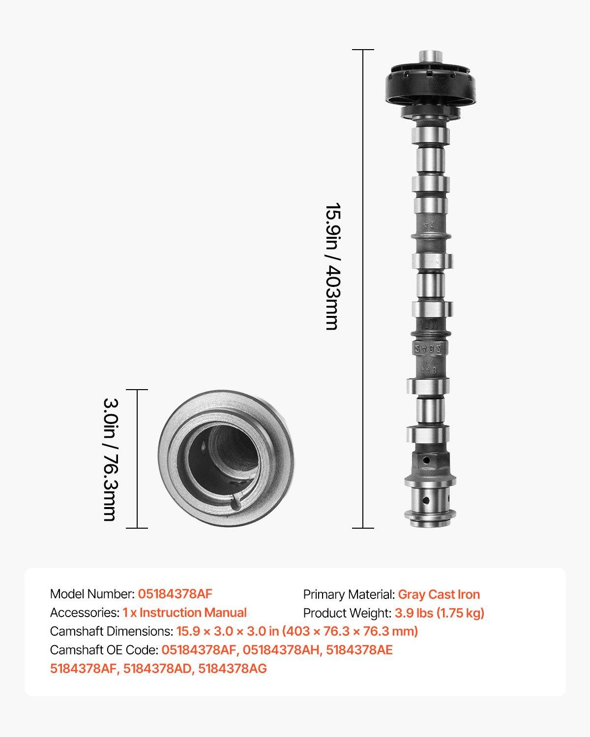 VEVOR Engine Camshaft, 05184378AF 05184378AH 5184378AE 5184378AF 5184378AD 5184378AG Cam Replacement, Fit 2018 Jeep Wrangler JK, 2011-2019 Dodge Journey, 2013-2018 Ram 1500, 2012 Ram C/V Base, 3.6L V6 VEVOR Engine Camshaft, 05184378AF 05184378AH 5184378AE 5184378AF 5184378AD 5184378AG Cam Replacement, Fit 2018 Jeep Wrangler JK, 2011-2019 Dodge Journey, 2013-2018 Ram 1500, 2012 Ram C/V Base, 3.6L V6