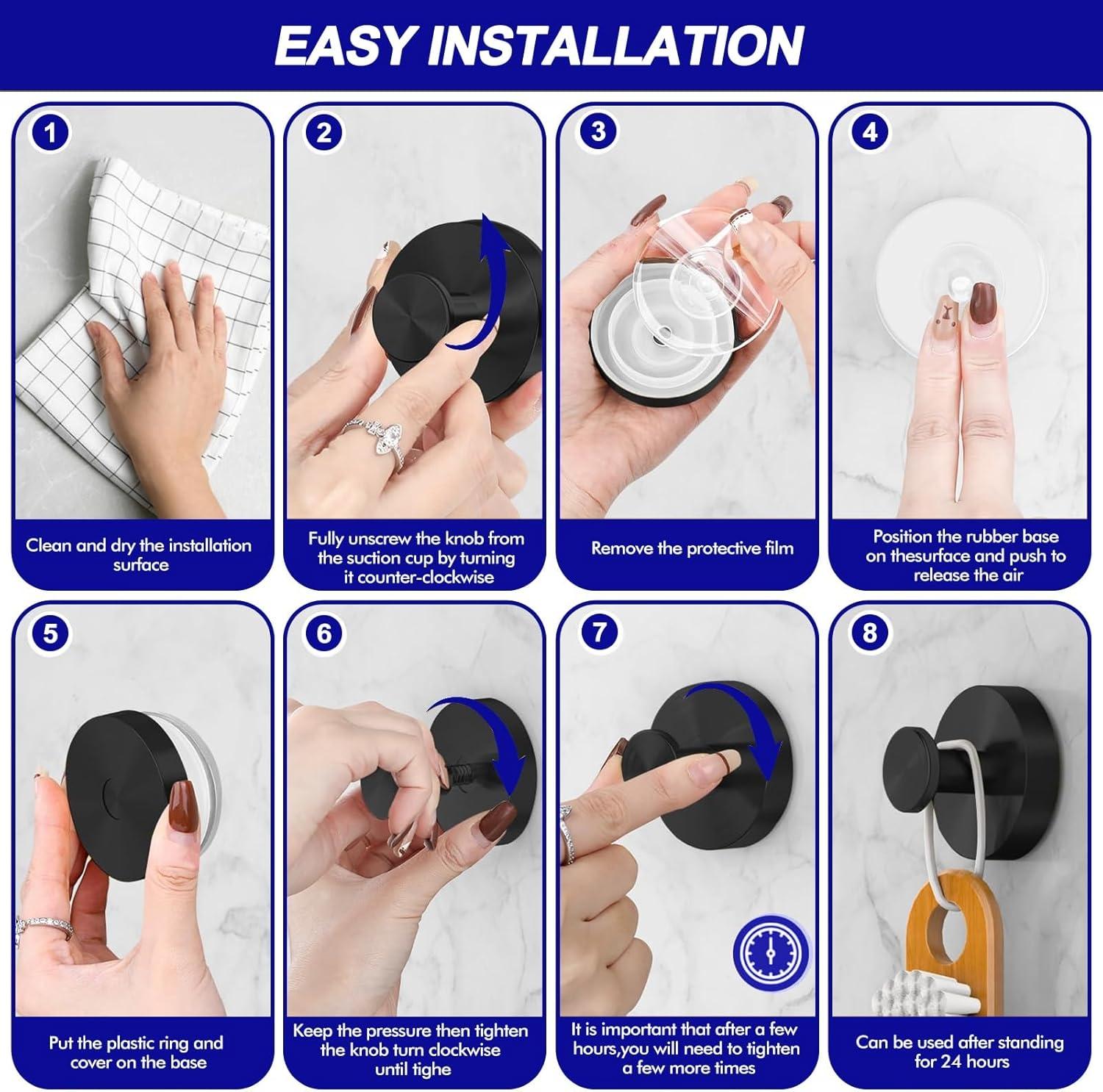 2 PCS Suction Cup Hooks christmas gift Gadgets Kitchen home essentials  suction Hooks bathroom accessories Waterproof Reuseable for Shower Bathroom Towel Hooks Shower Hooks Holders Shower Hooks Hanging Towels Loofah Robe