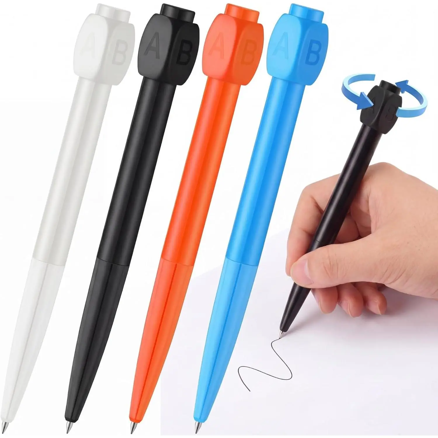 4 count Fidget Spinner Pens Decision Maker Ballpoint Pens with Rotation Cap     to School for Student Office School  Supplies
