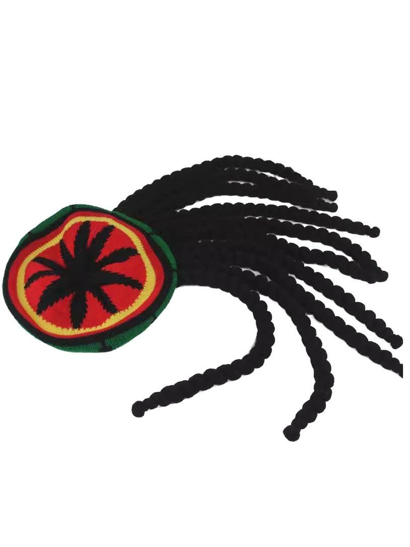 1pc Jamaican Rasta Rastafarian Hat with Black Dreadlocks Braids| Party Costume Wig Accessory
