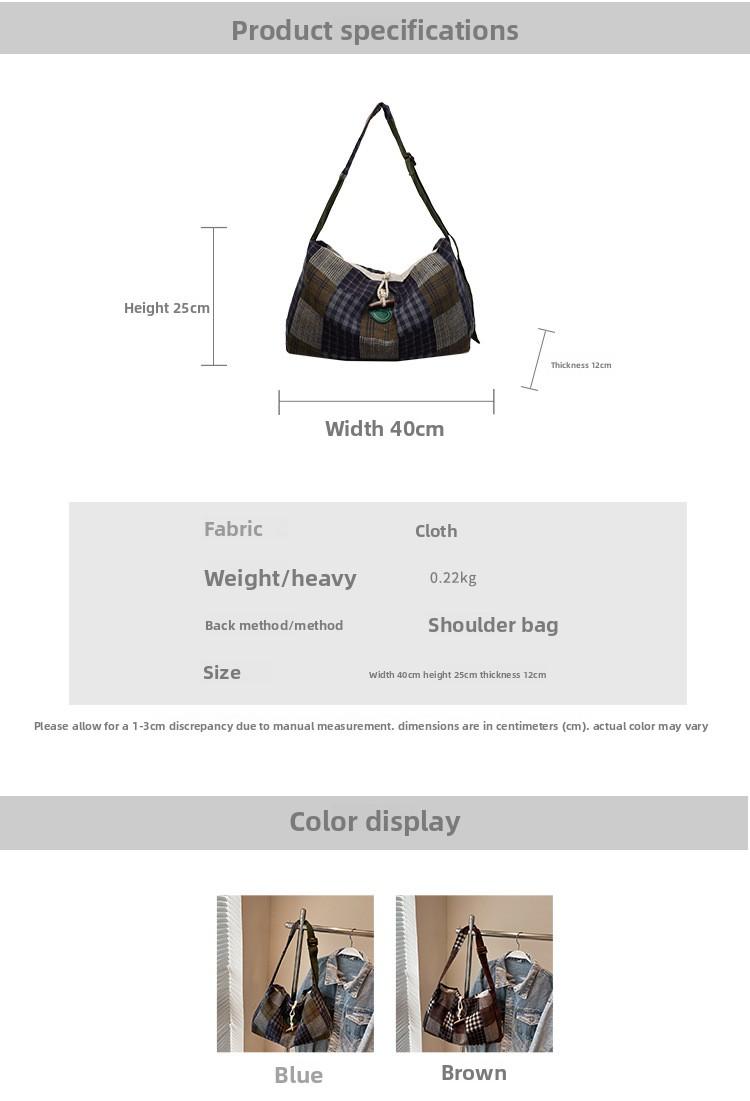 New Winter Plaid Crossbody Bag Fashion Retro Texture Square Shoulder Bag Lightweight Casual Leisure Large Capacty Coach Bag