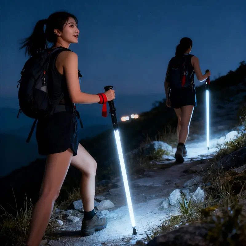 LED Lighted Trekking Poles for Hiking, Lightweight Collapsible Walking Sticks, Outdoor Camping & Mountaineering Hiking Poles for Night Hiking