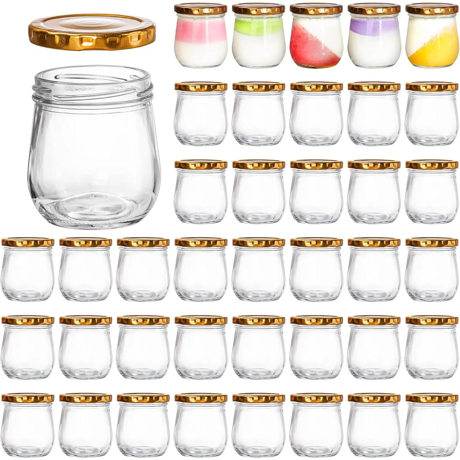 40 Pack Glass Mason Jars, 6 Oz Small Jam Canning Jars with Airtight , Clear Mason  Jars for Pudding, Jelly, Honey, Sauces, Yogurt
