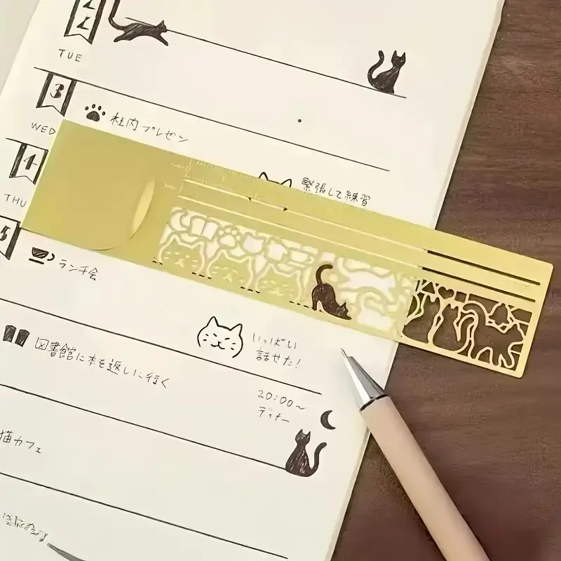 1pc Cat Lover Ruler Template, Cute Dual-Sided Bookmark & Ruler, Precise Multifunctional Measuring Marking Tool Stationery for Journals, Planners, Note-Taking Accessories, Home Office Supplies