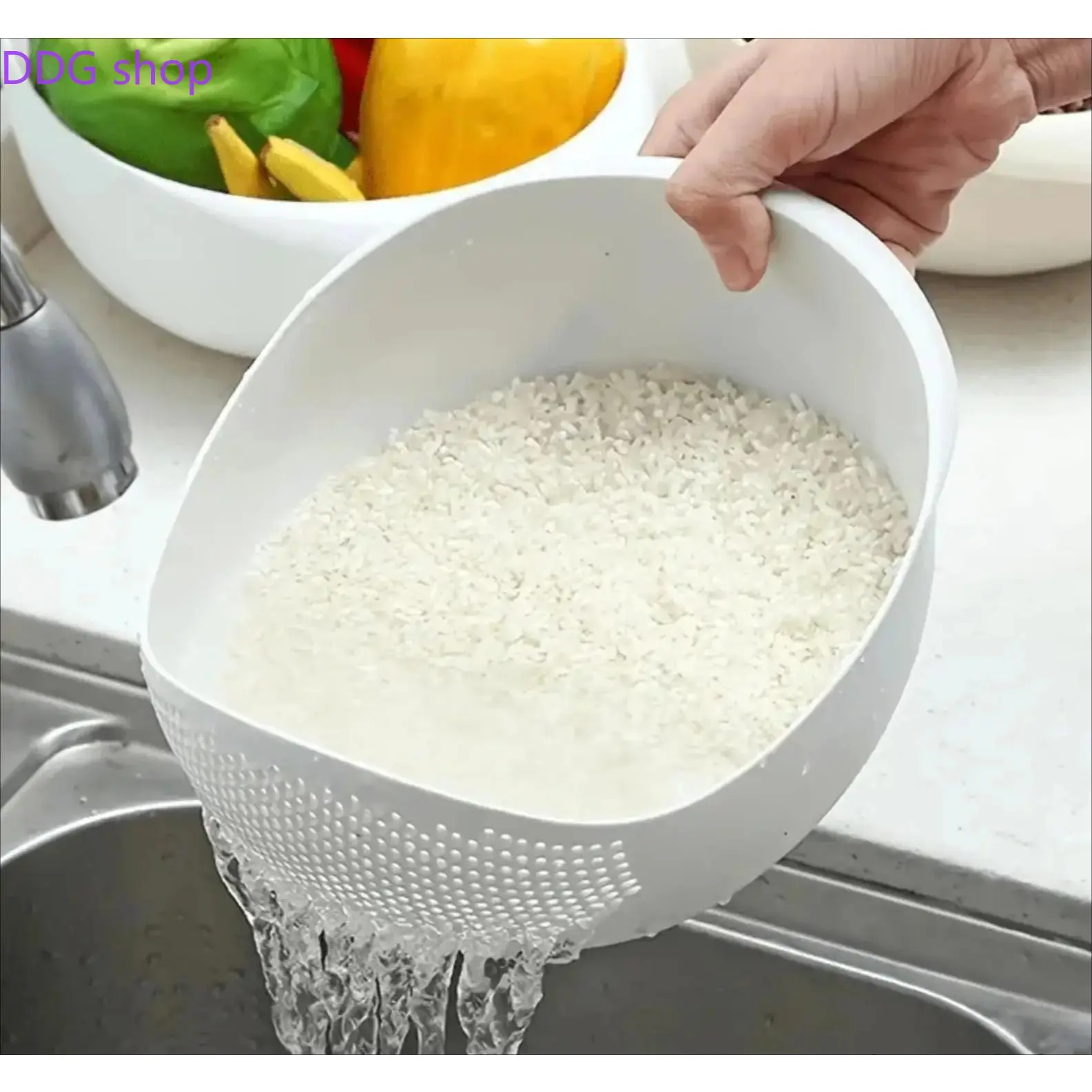 1Pcs-2Pcs Multi-Functional Drain Basket Basin, Kitchen Sink Strainer Colander for Rice Washing, Fruit & Vegetable Prep, Practical Household Food Prep Accessory