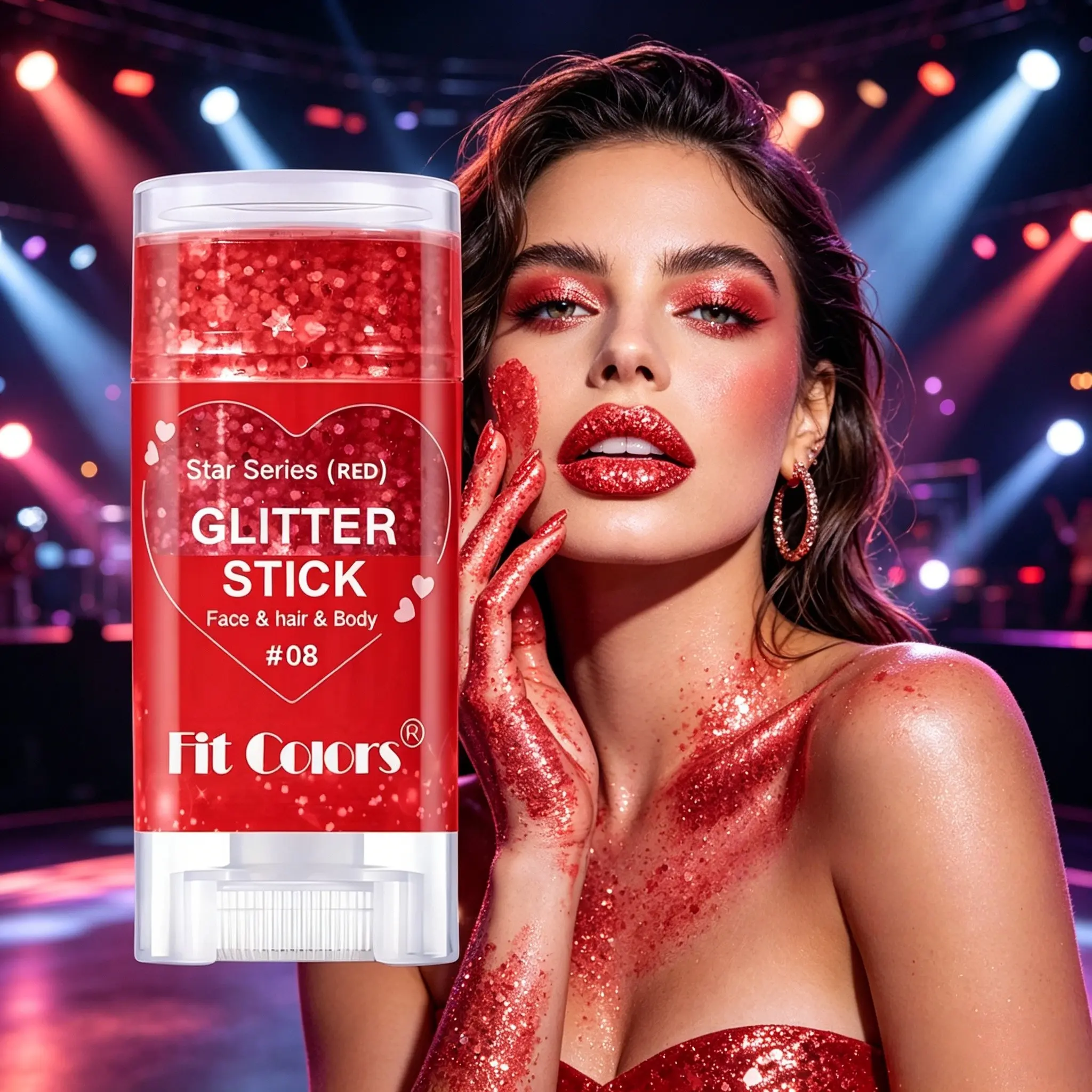 Fit Colors Glitter Stick Sparkly Glitter For Face Hair And Body 12 Colors Solid Glitter Cream Star Sequins Easy Application For Festival Party Stage Creative Makeup