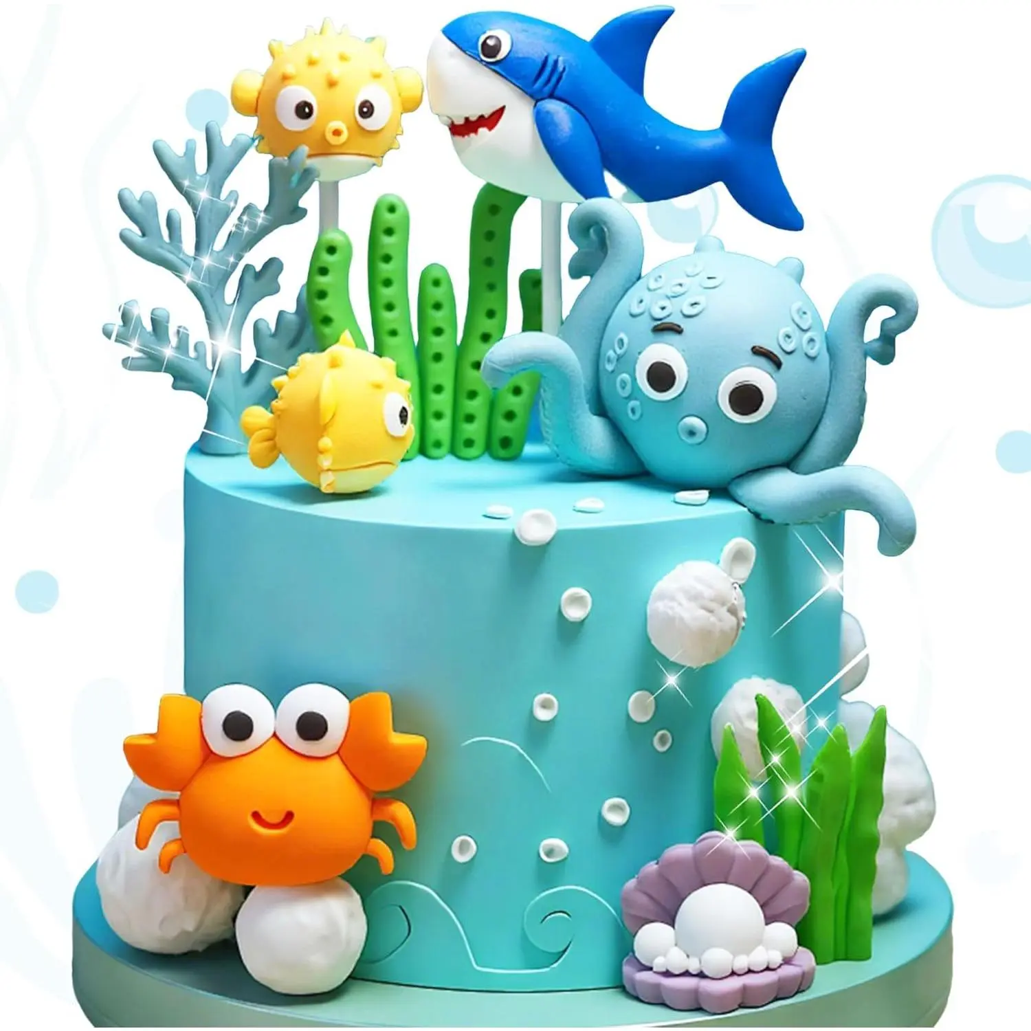 Under the Sea Cake Topper Ocean Animal Cake Decorations Under the Sea Birthday Party Decor Supplies Octopus Crab Shark Cake Toppers Ocean Beach Baby Shower