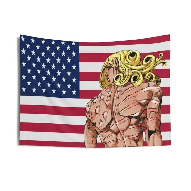 Aesthetic Anime Tapestry Flag, D4C JJBA USA Wall Hanging, Jojos Anime Meme Decor, Indoor Room Art, Gift Flags Art Poster Dorm Bannervalentine's gift for bf Y2K Indie Room Decor Wall Tapestry, Decorative Tapestry, Print Tapestry