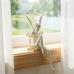 Enchanted Fairy Resin Figurine, Fantasy Elf with Delicate Wings, Magical Woodland Creature Ornaments for Bookshelf, Desk Decor & Unique Gift