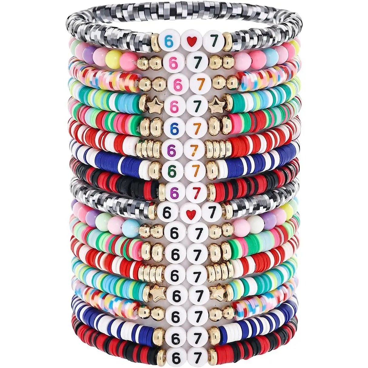 Funny 67 Meme Bracelets for Men Women Birthday Valentine's Day Easter Christmas Stocking Stuffer Gift for Tweens & Teens 16 Pcs