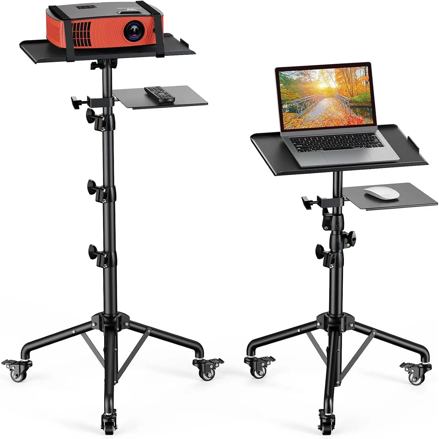 Projector Stand with Wheels, Height Adjustable Rolling Stand with  Tray, Bag Included - Ideal for Laptop, Projector, DJ, Sheet  - AMPS05