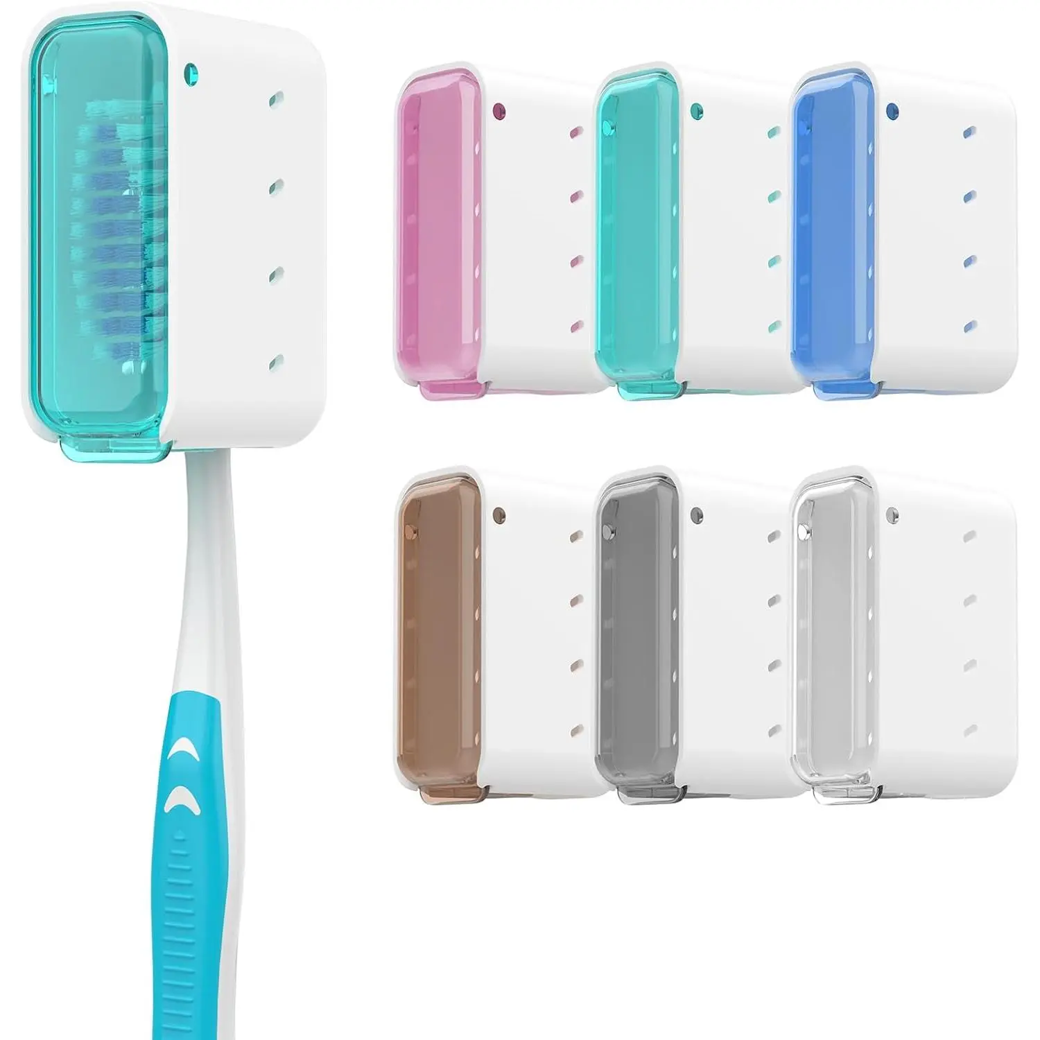 Frekare Toothbrush Covers Caps, Toothbrush Head Protector Case for Travel| 6 Count Brush Pod Case Fits Most Manual and Electric Toothbrushes for Travel