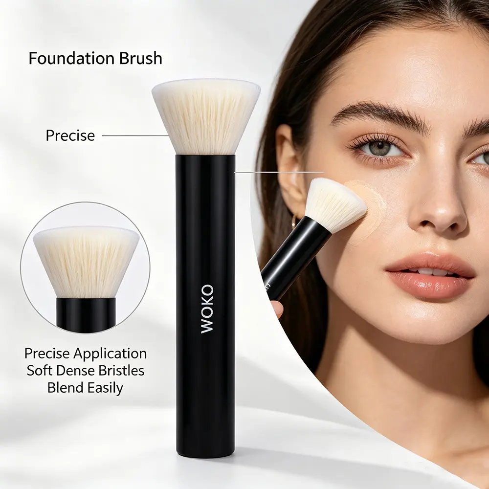 Woko Professional Foundation Brush, Face Makeup Brush, Soft Synthetic Bristles, Flawless Application, Ideal for Liquid, Cream & Powder Makeup, Precision Tool