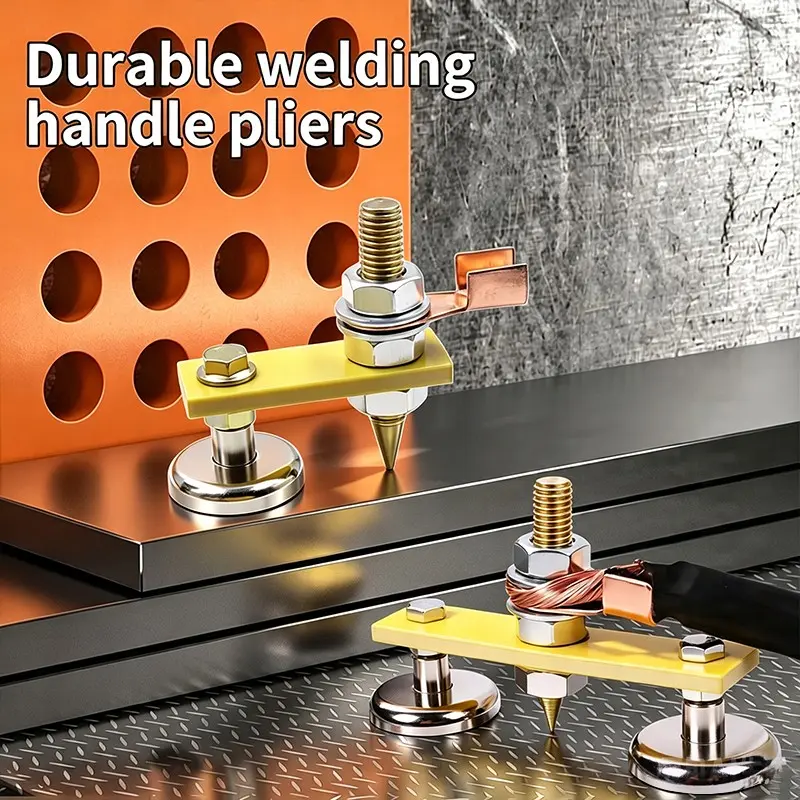 2pcs Strong Magnetic Welding Ground Clamps for Car Body Repair, Manual Metal Clamp with Instant Magnetism, Stable Conductivity, Low Temperature Welding