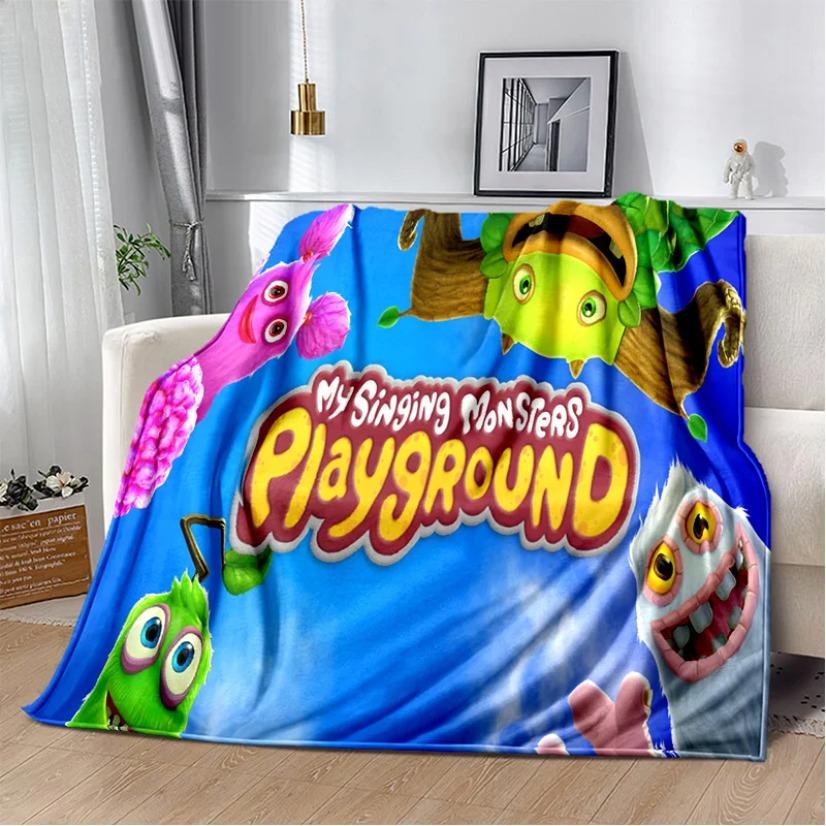 My Singing Monsters Game Blanket Ultra Soft Plush Flannel Cozy Warm Bedroom Living Room Couch Sofa Picnic Throw Decor Decorative Throw Perfect Birthday Gift Christmas Gift for Gamers Kids Adults Viral Trending Cute Monster Musical Aesthetic Style