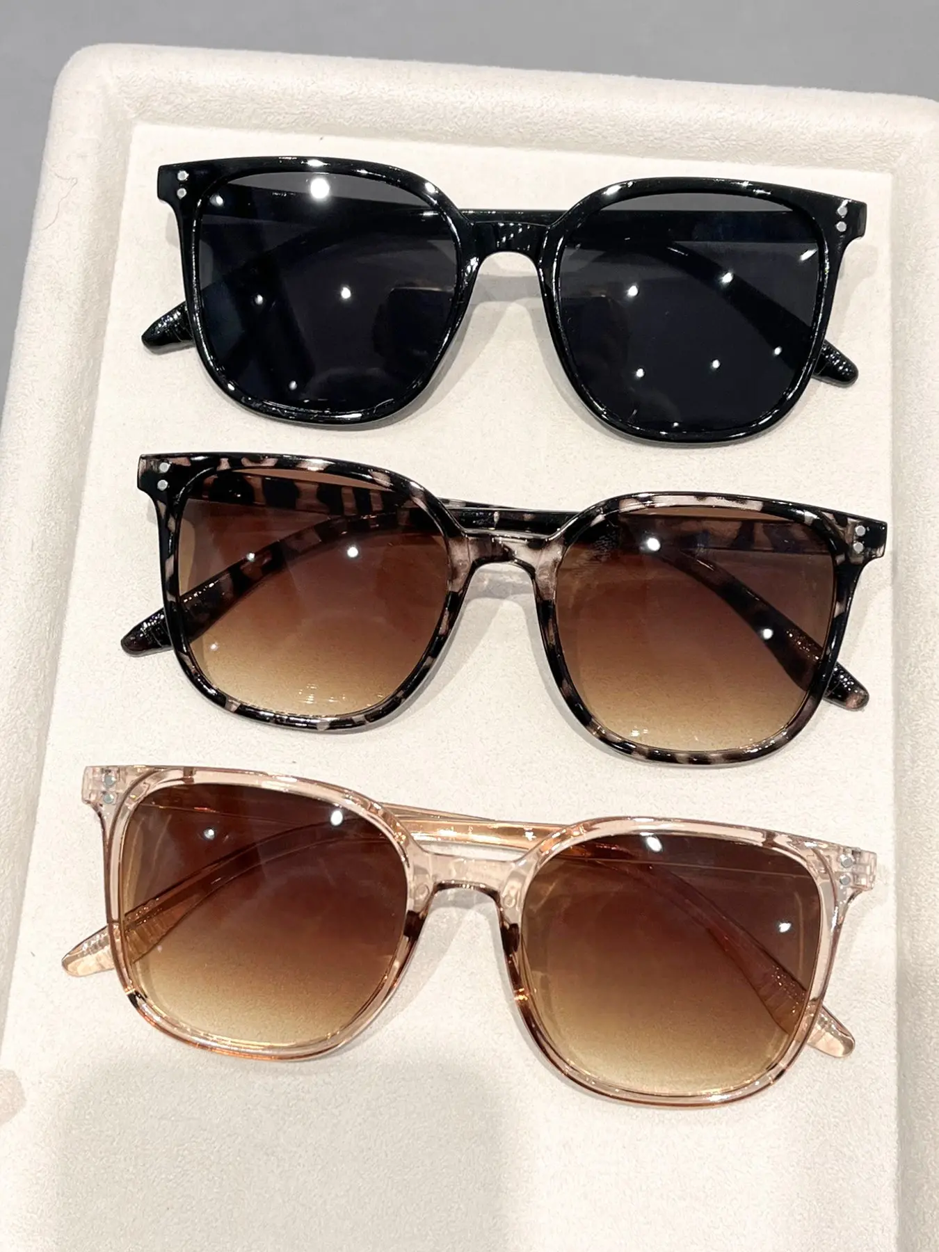 3-Piece Classic Vintage Women's Lightweight Durable Leopard Pattern Sunglasses Set, Perfect for Driving, Shopping, Parties, Stylish UV Protection, Sun Protective Sunglasses, Summer Sunglasses, Stylish Shades