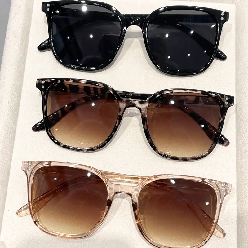 3-Piece Classic Vintage Women's Lightweight Durable Leopard Pattern Sunglasses Set, Perfect for Driving, Shopping, Parties, Stylish UV Protection, Sun Protective Sunglasses, Summer Sunglasses, Stylish Shades