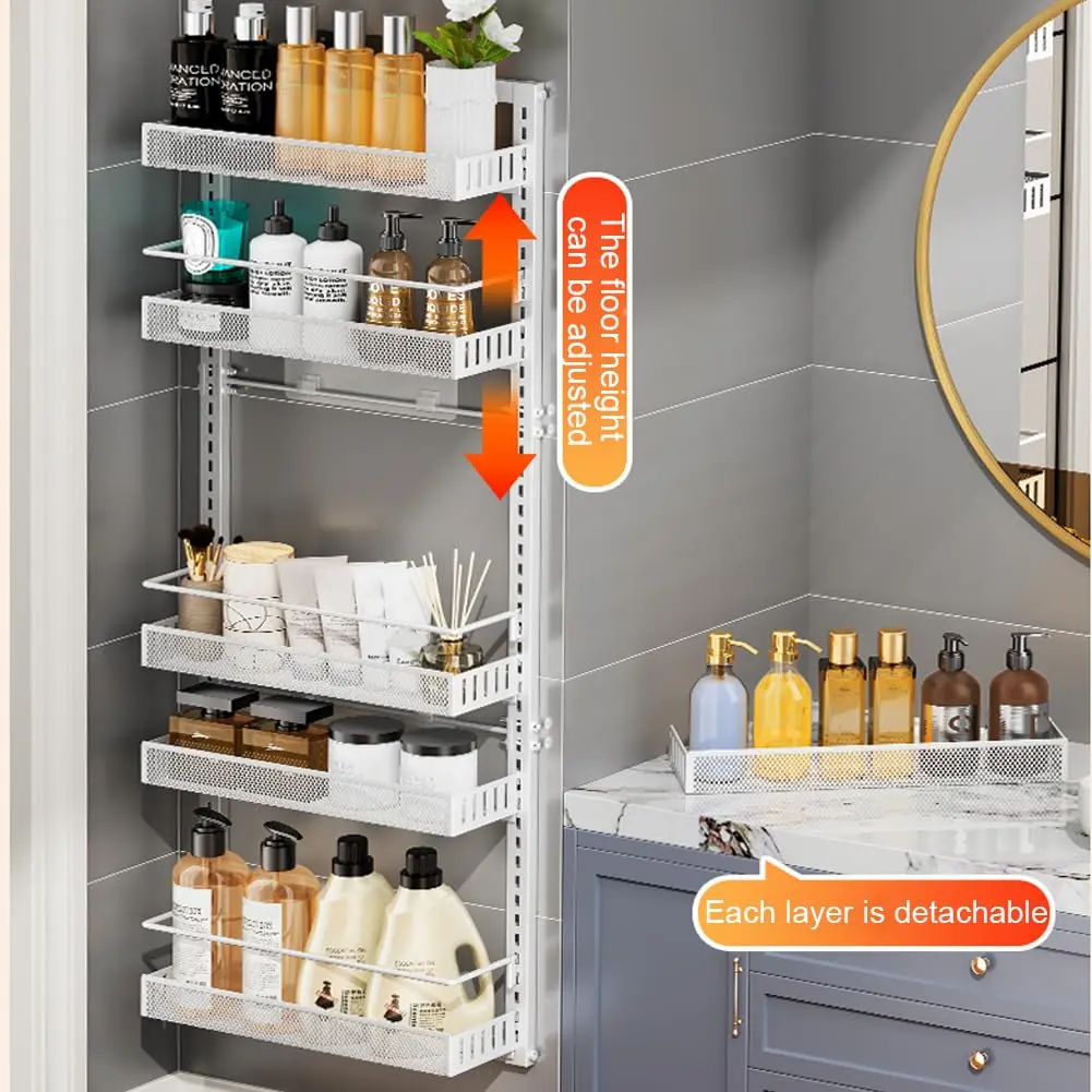 Garvee 6-Tier Heavy Duty Over-the-Door Pantry Organizer Rack – Adjustable Metal Storage Shelf with Removable Baskets – Wall Mounted or Hanging Space-Saving Kitchen Organizer for Spices and Cans