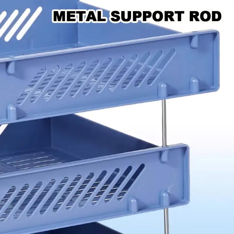 3-Tier Expandable Desktop File Organizer, Space-Saving Stackable PP Plastic Shelves, Durable and Detachable Design for Office Storage