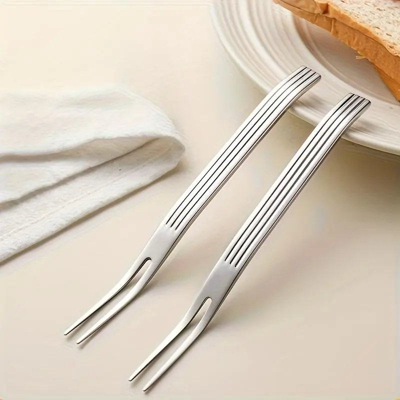 1pc 304 Stainless Steel Fruit Fork with Handle, Light Luxury Dessert Fork for Home Use, Exquisite High-End Cake Fork, Pastry and Fruit Fork, Suitable for Home and Restaurants