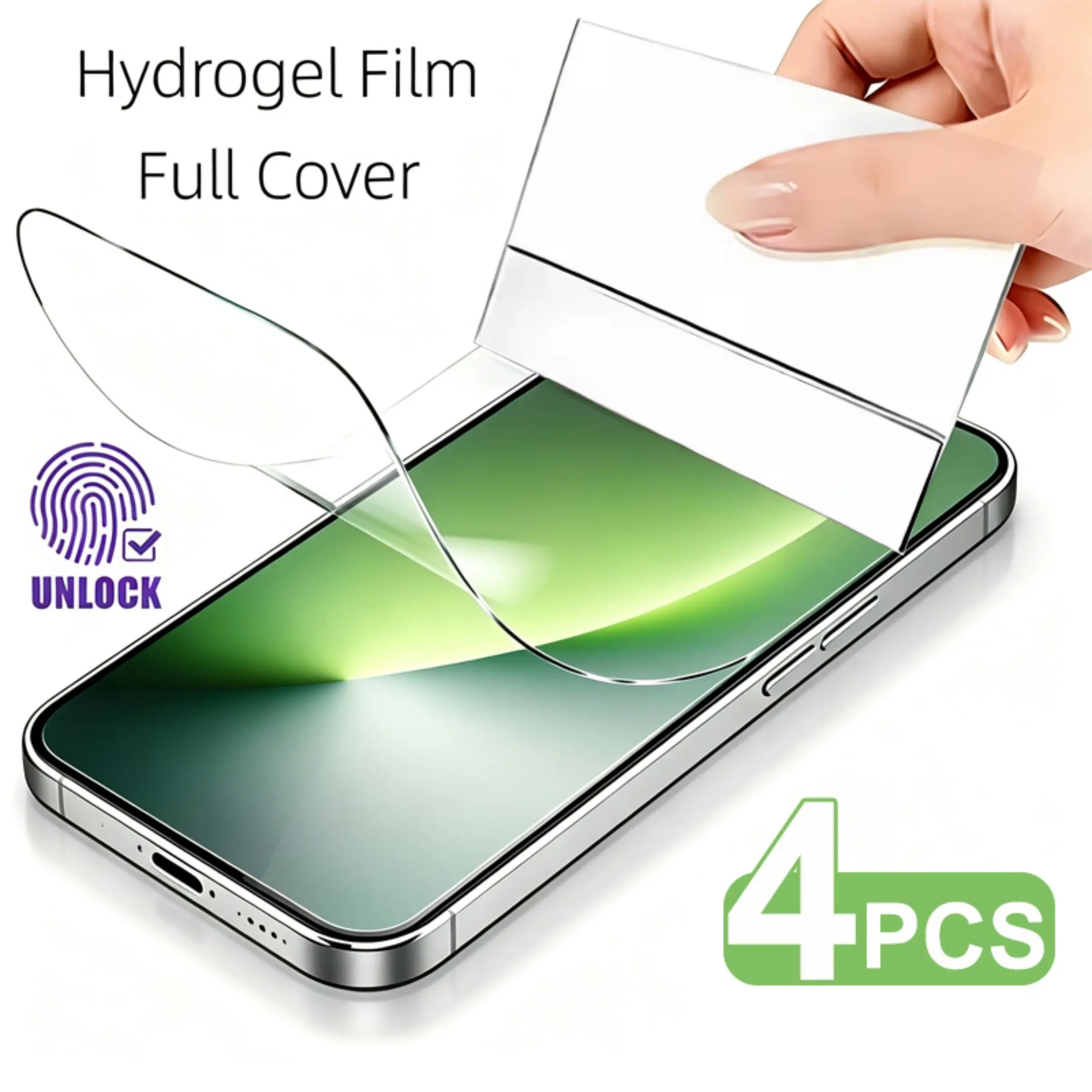 4Pcs HD Full Coverage Hydrogel Film Suitable for Honor Magic8 8 Pro 8 Lite 7 Pro 7 Lite 6 Pro 6 Lite X9d X9c X9b X8c X8b X7d X7c X7b Sensitive Touch Scratch Resistant Anti-Fingerprint
