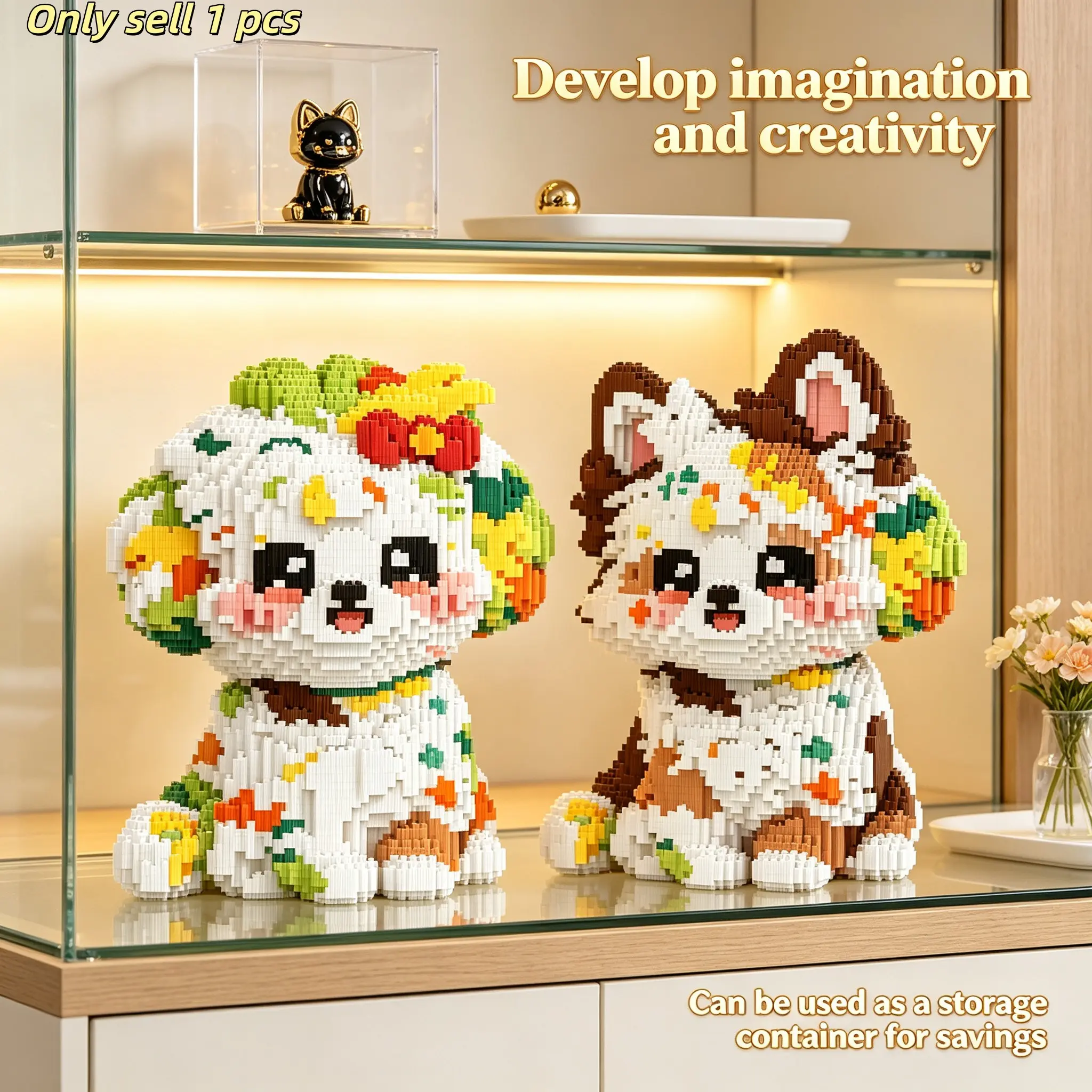 3D Animal Block Set, Cute Design for Home Decor, Perfect Gift for Holidays, Ideal for Shelves & Desks, Handmade Craftsmanship