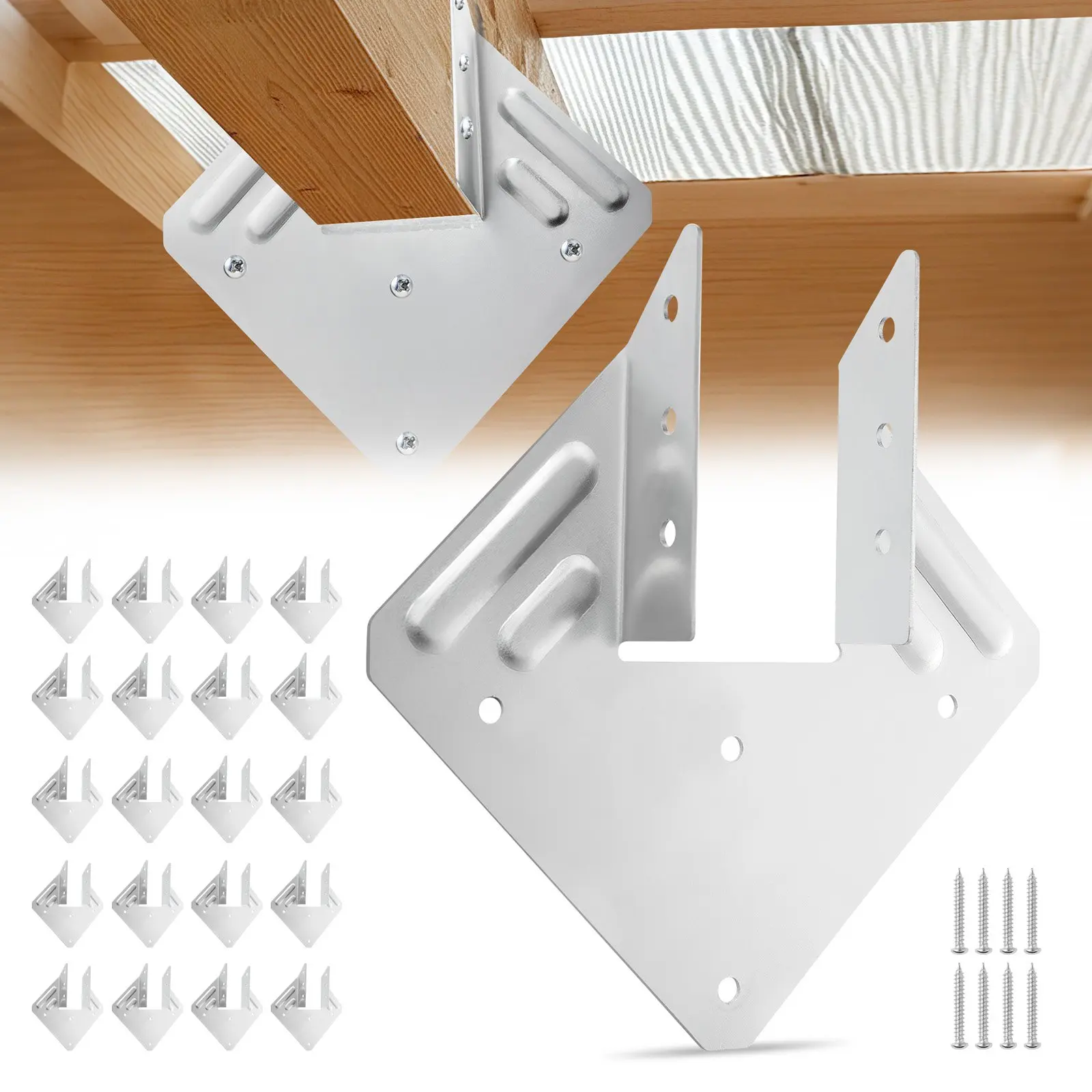 VEVOR Heavy Duty Hurricane Ties for Rafters, 0.04 Inch Thickness, 5.31x1.57x2.48 in/135x40x63 mm Inner Size, Brackets for Roof Beam, Decks, Floors, Posts, Wooden Construction, 25 Pcs