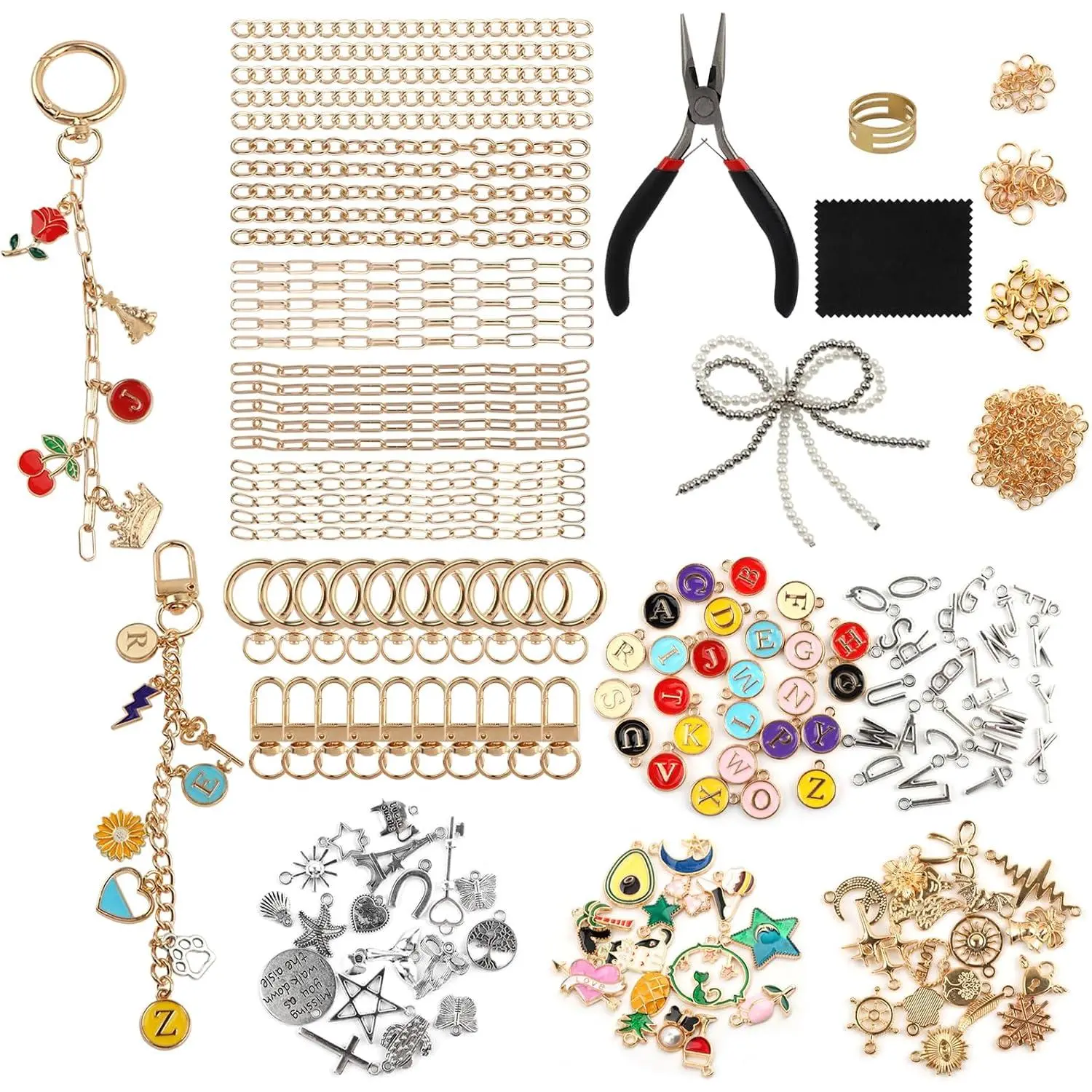 333 count Lip Gloss  Making Kit with Charms, Including 20 Keychains Clips 25 Extender Chain 118 Charm  Plier, DIY Bag Charms Craft Kit Supplies for Women