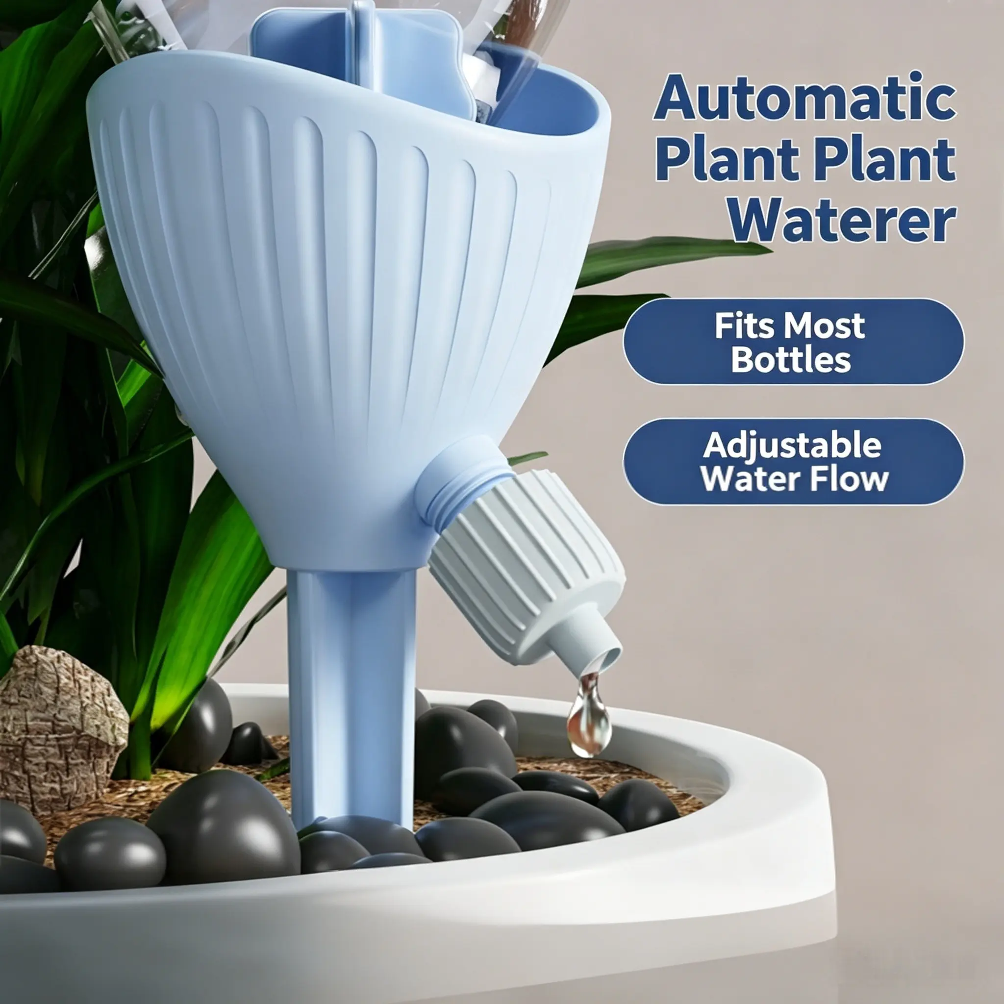 Automatic Plant Watering System with Flow Control Valve, Lightweight Plastic Self-Watering Device, Easy Home Gardening Tool for Greenery Lovers, Adjustable Watering System