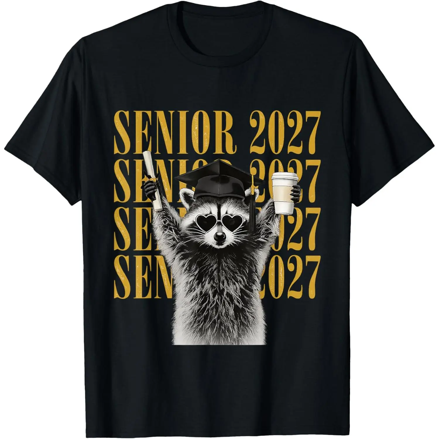 Funny Senior 2027 Raccoon Graduation Class of 2027 T-Shirt