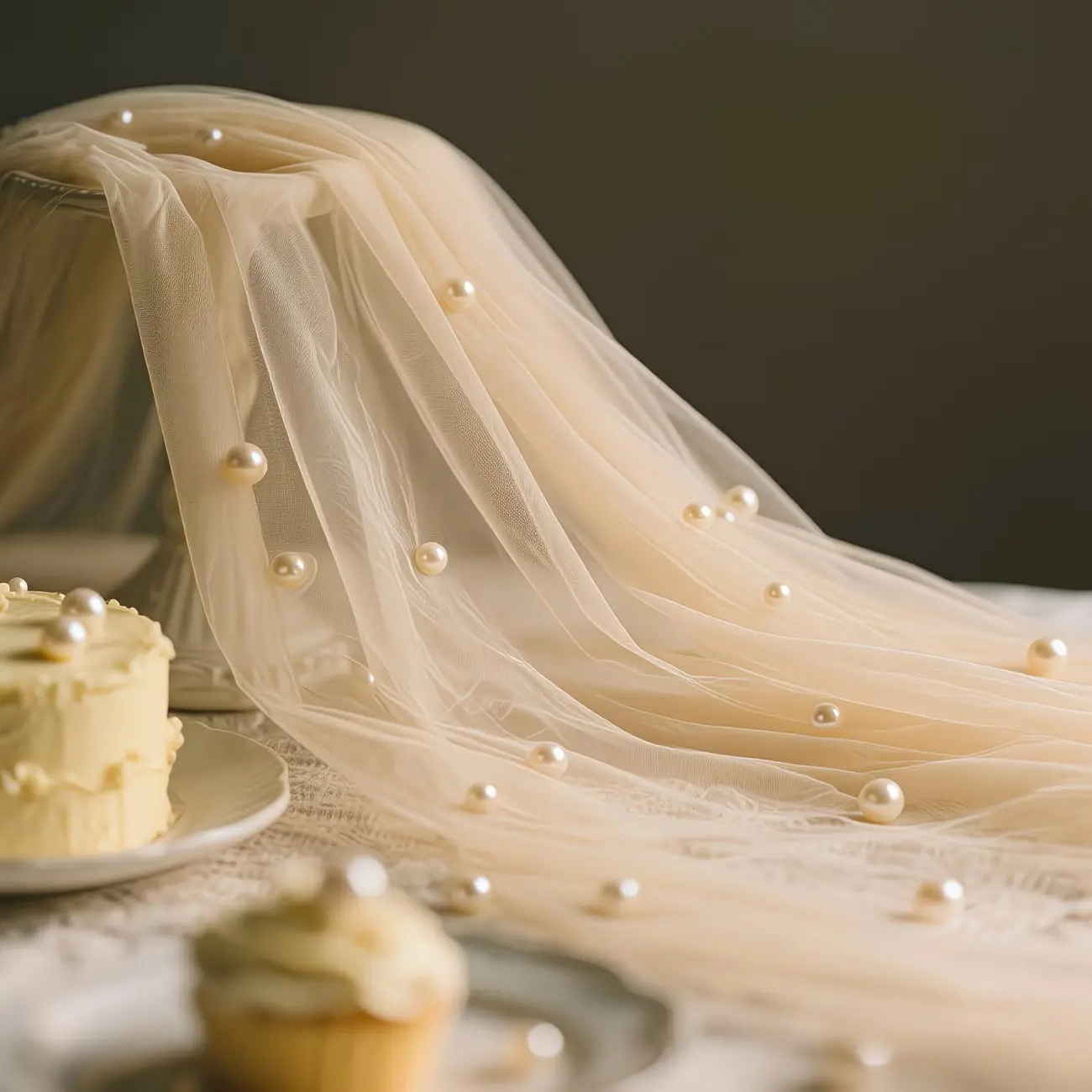 A 1/2/3-piece set of champagne-colored pearl tulle table runners, Sheer, suitable for wedding venues, holiday party decorations, Events, Dining settings, Adorn tables, arches, chair backs, perfect for Valentine's Day and spring outdoor weddings