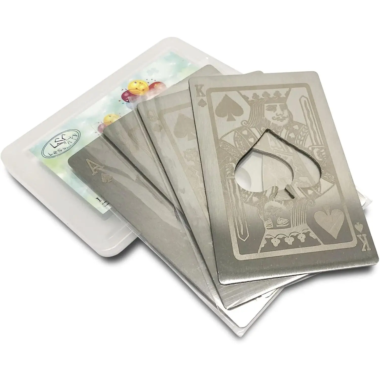 Metal Card Bottle Opener Stainless Steel  with Engraved  (4 Styles per pack)