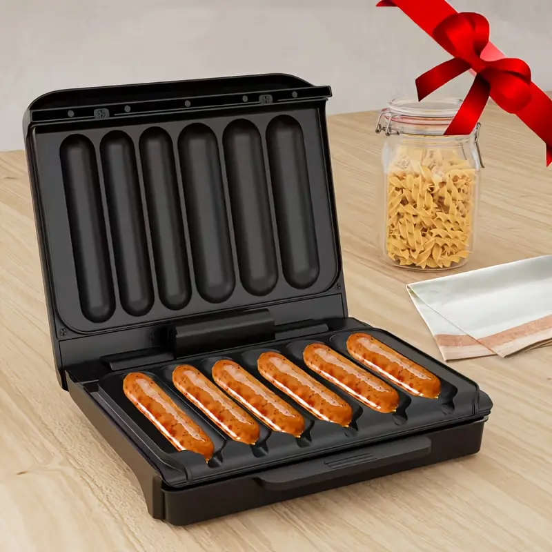 [Electric Sausage Grill] 1pc Electric Sausage Grill And Sandwich Maker with Cord Storage, Perfect for Veggie Sausages, BBQ, Or Hot Dogs, Featuring A Nonstick Plate for Easy Cleaning