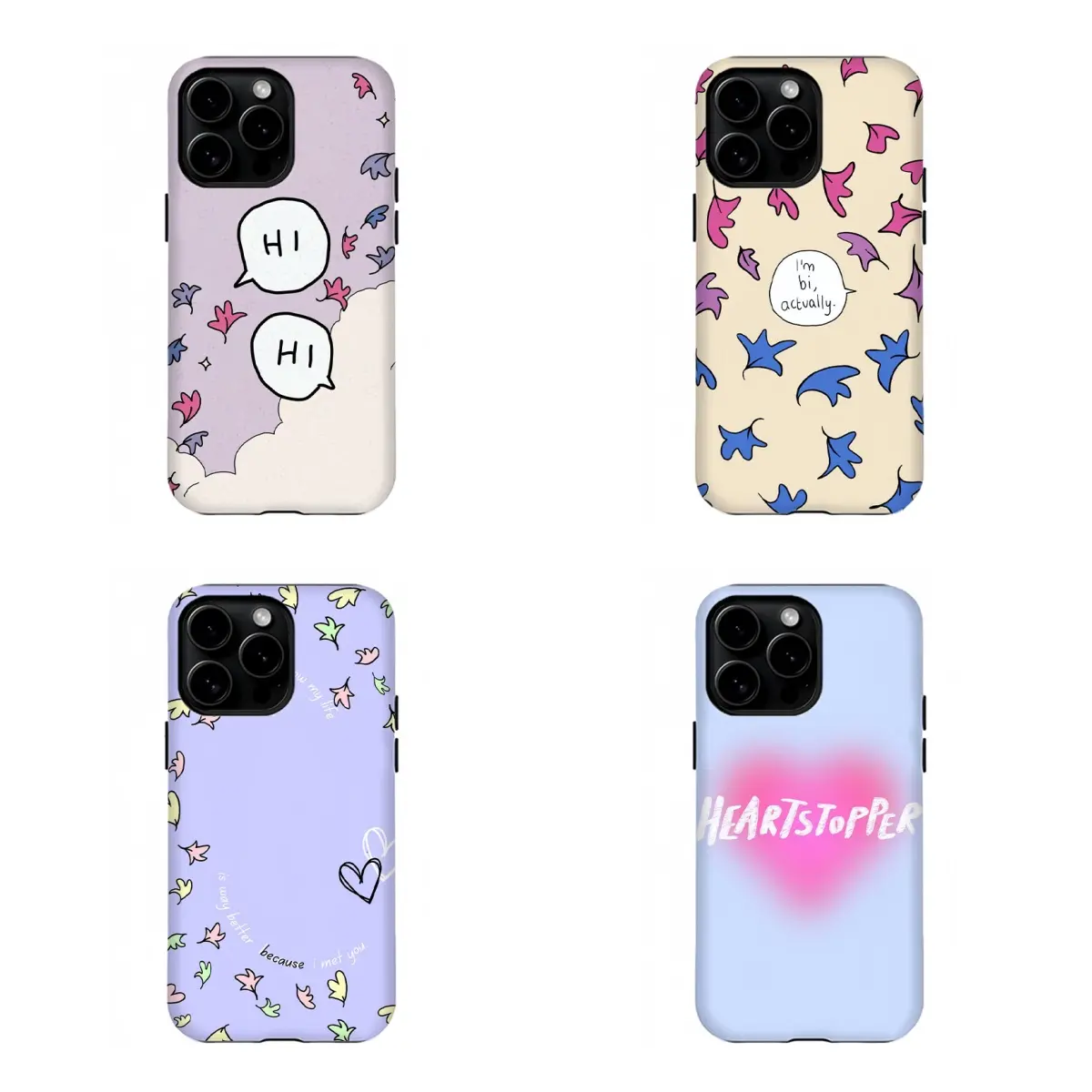 Kawaii Simple H-eartstopper Phone Case featuring Heartstopper slogans and cartoon maple leaves, matte soft color palette,for iPhone 11/12/13/14/15/16/17 Pro Max & Plus for Samsung phones,an excellent gift for friend or fans.