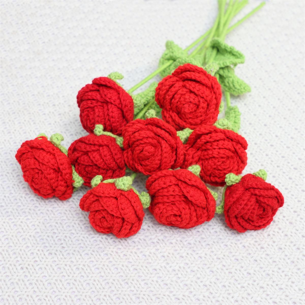 Crochet Roses for Flower Arrangements, Crochet Artificial Flowers 9 Counts DIY Faux Rose Bouquet for Room, Wedding and Party Decor, Gift for Boyfriend or Girlfriend #TOP PICKS
