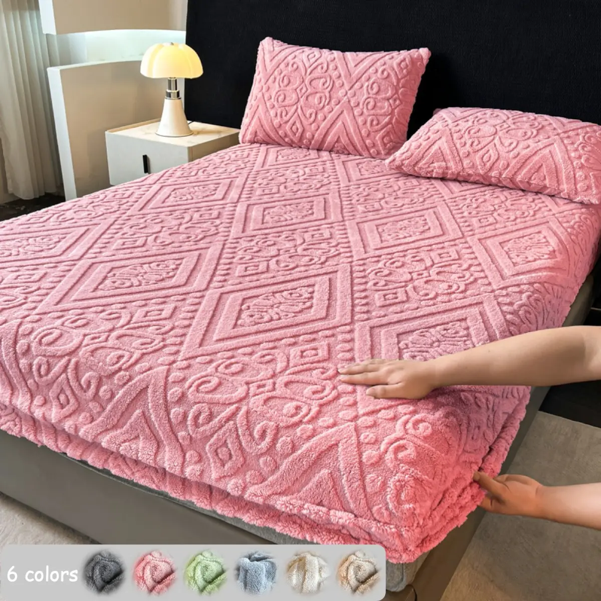 2/3pcs Solid Color Milk Velvet Fitted Sheet Mattress Cover Set, Bed Linens, Ultra Soft Mattress Sheets Warm Bed Cover with 1/2 Pillowcases, Breathable Cozy Bedding Set for Bedroom, Hotel & Guest Room