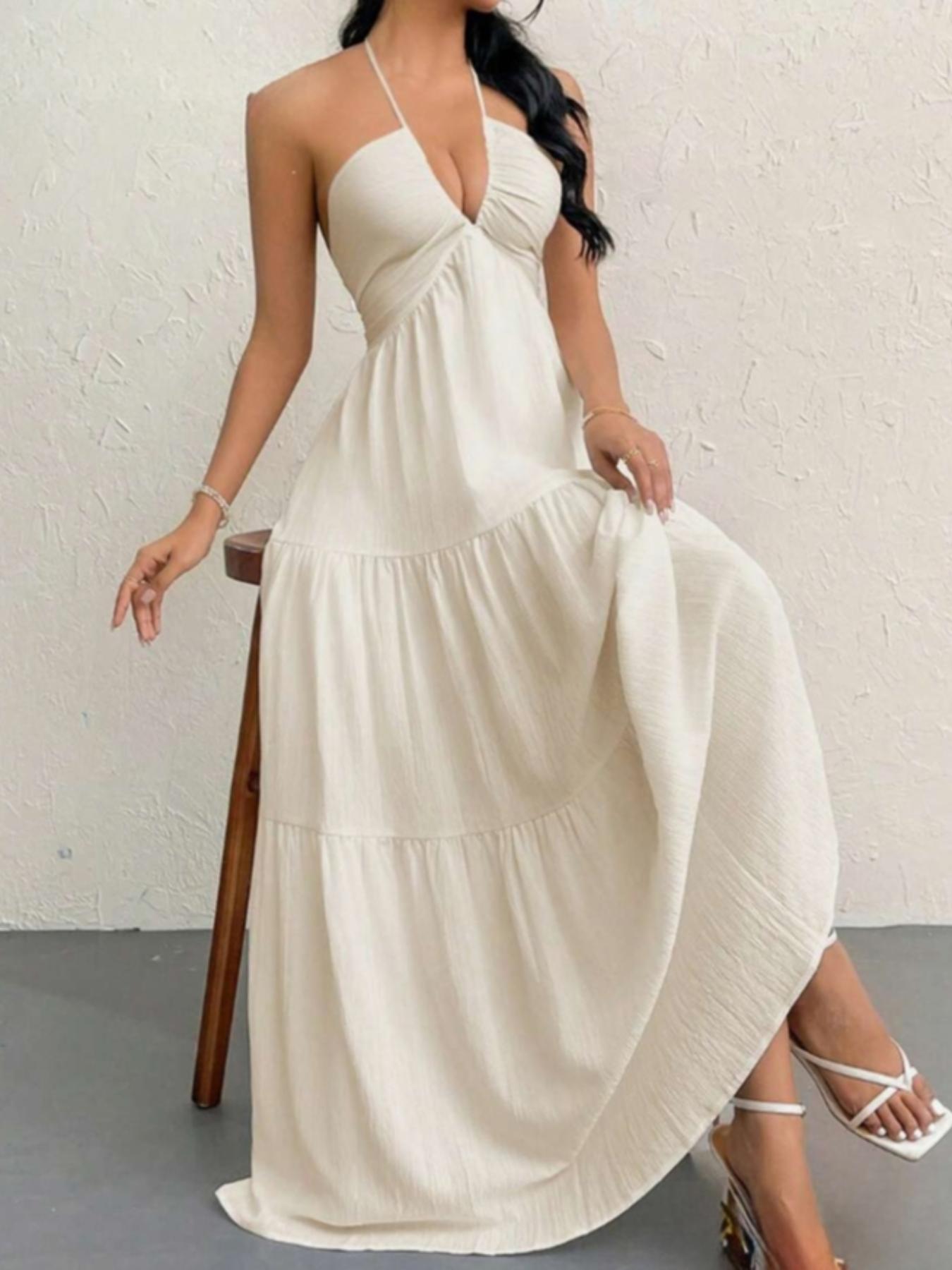 slim fit dress slacks Flowy V-Neck Maxi Dress for Women | Metallic Grey