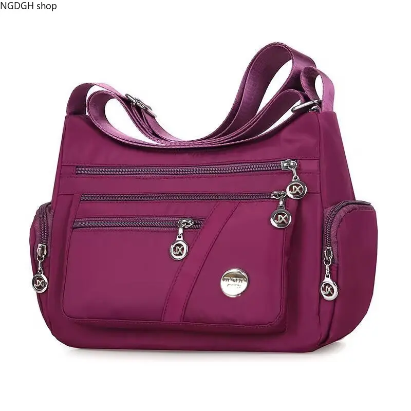 Women's Multi-Pocket Nylon Crossbody Bag - Lightweight Water-Resistant Shoulder Purse with Adjustable Strap, Roomy Multi-Zipper Design, Casual Daily Use for Shopping, Travel (Sports & Outdoor)